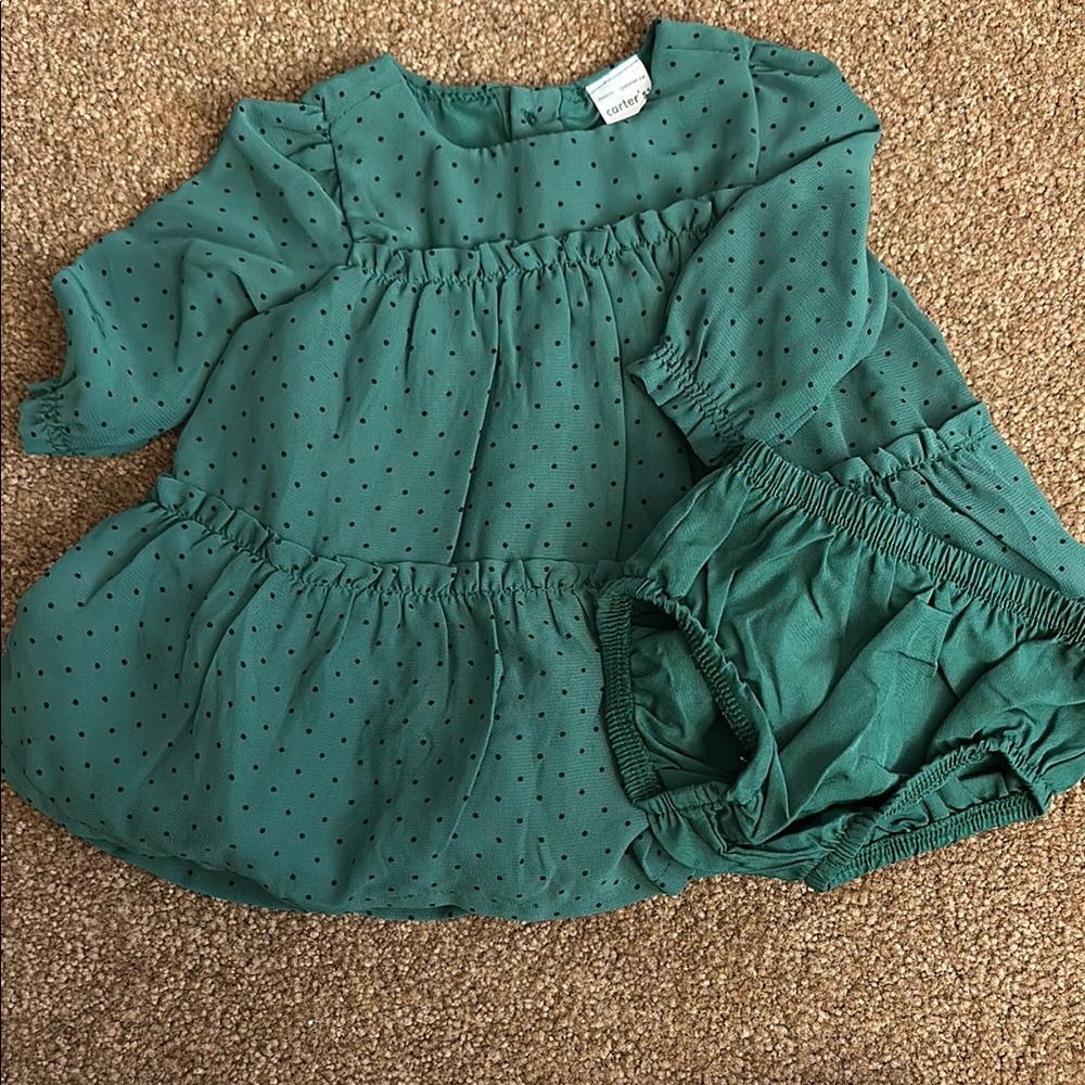 Carter's Green Diaper Cover Dress Tiered Design